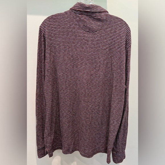 Faherty Organic Cotton Long Sleeve Striped Polo Shirt Size Large - Picture 5 of 11